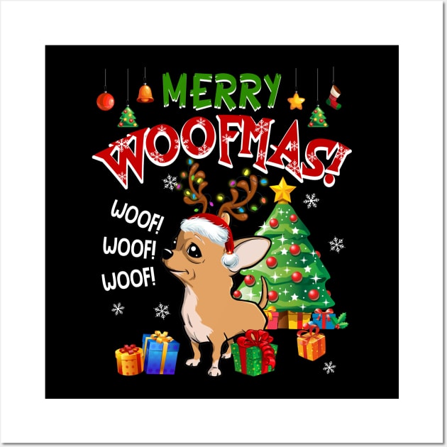 Chihuahua Merry Woofmas Awesome Christmas Wall Art by Dunnhlpp